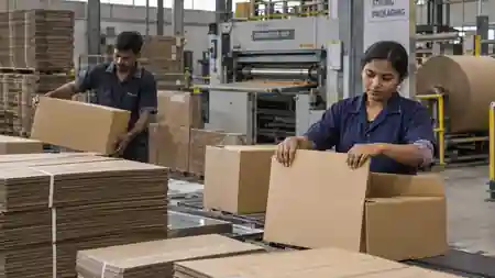 Corrugated packaging factory floor